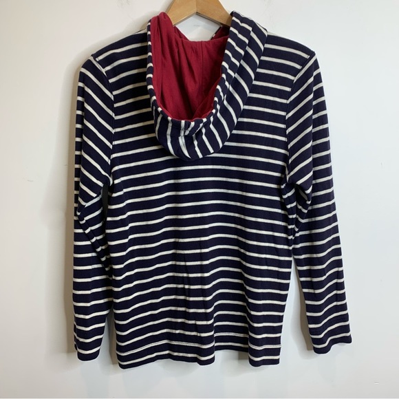 LL Bean French Sailor Stripe ZIP Hoodie Navy Blue White - Picture 5 of 5